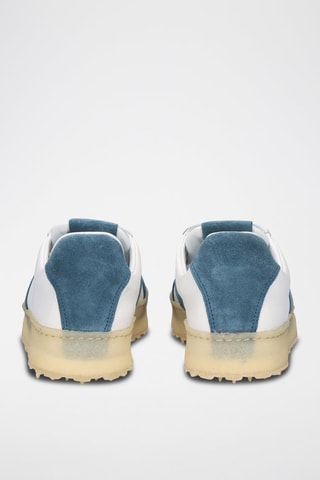 Sneakers platform in pelle - Bianco, beige e blu
