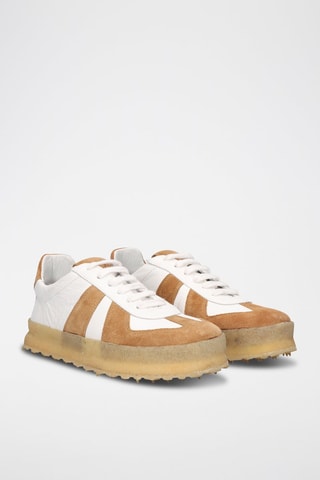 Sneakers platform in pelle - Marrone
