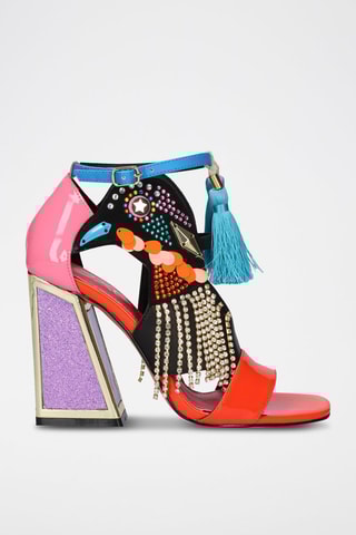 Sandales à talons - Noir, rouge, bleu et rose