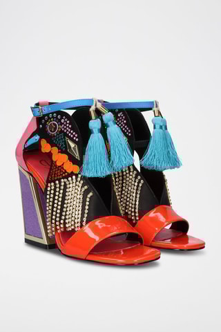 Sandales à talons - Noir, rouge, bleu et rose