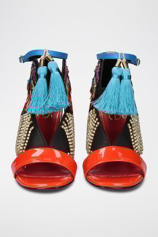 Sandales à talons - Noir, rouge, bleu et rose