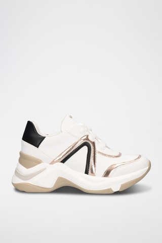 Sneakers con zeppa - Bianco e dorato