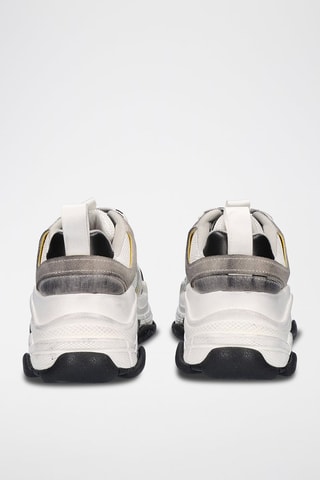 Sneakers platform in pelle - Bianco e grigio