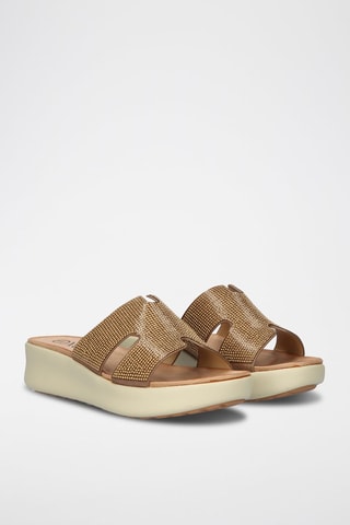 Sandales plateformes - Marron, beige et doré