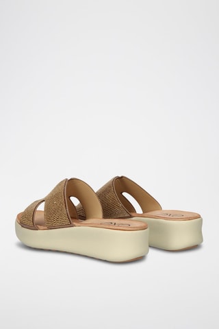 Sandales plateformes - Marron, beige et doré