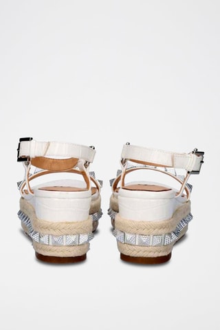 Sandali con zeppa in pelle - Bianco - 