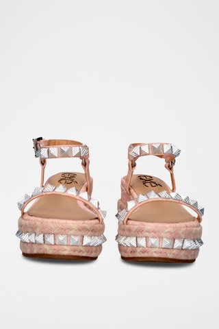 Sandali con zeppa in pelle - Rosa - 