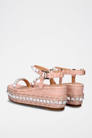 Sandali con zeppa in pelle - Rosa - 
