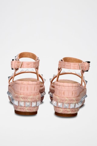 Sandali con zeppa in pelle - Rosa - 