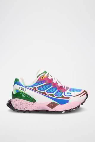 Sneakers platform in pelle - Verde e rosa