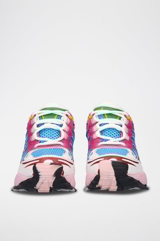 Sneakers platform in pelle - Verde e rosa