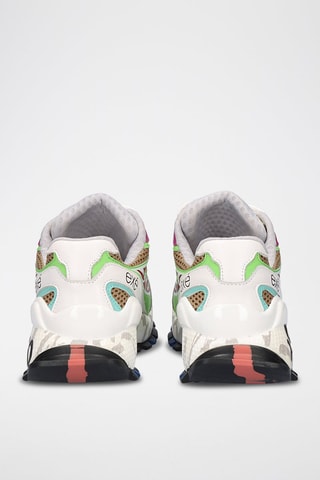 Sneakers platform in pelle - Rosso e grigio