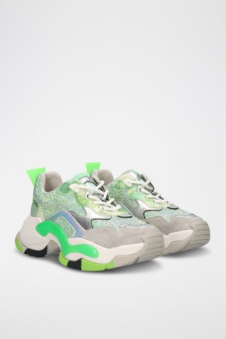 Sneakers platform in pelle - Grigio e verde