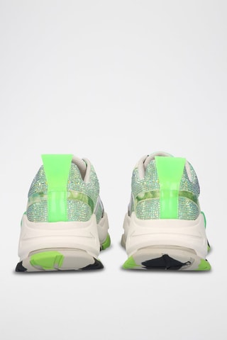 Sneakers platform in pelle - Grigio e verde