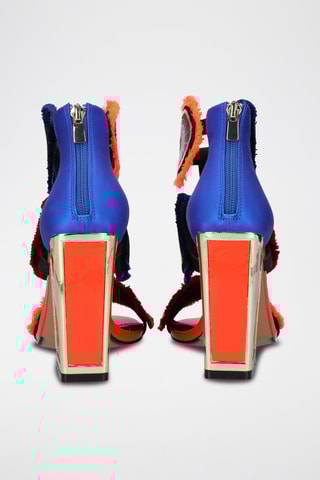 Sandales à talons - Noir, rouge, bleu et orange