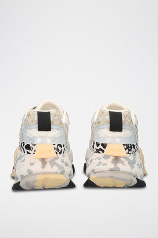 Sneakers platform in pelle - Bianco, nero e argentato