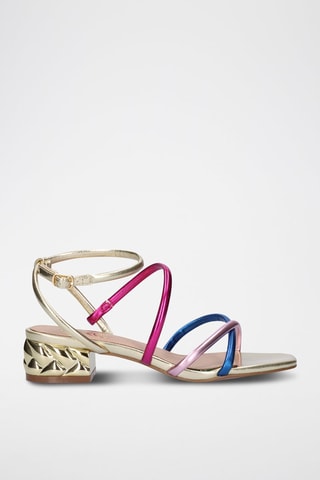 Sandales à talons Katy - Doré, bleu et rose