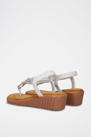 Sandali con zeppa - Argentato - 