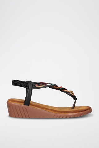 Sandali con zeppa - Nero - 