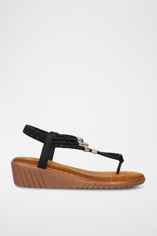 Sandali con zeppa - Nero - 