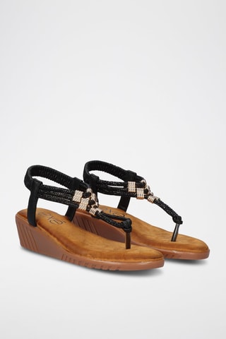 Sandali con zeppa - Nero - 