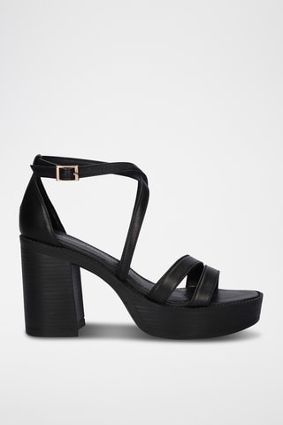 Sandales à talons en cuir - Noir