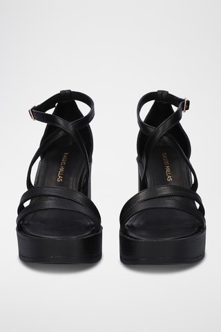 Sandales à talons en cuir - Noir