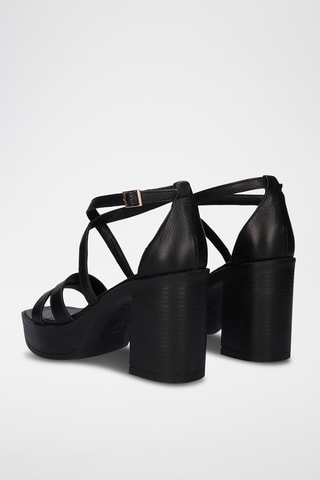 Sandales à talons en cuir - Noir