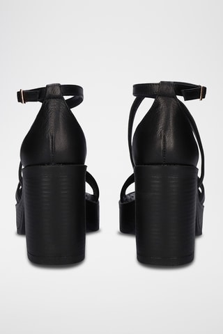 Sandales à talons en cuir - Noir