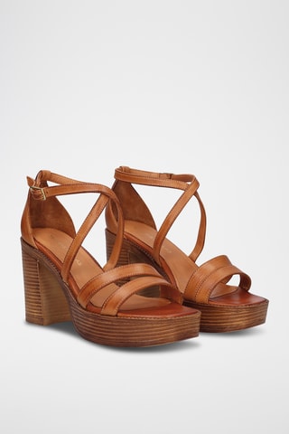 Sandales à talons en cuir - Marron