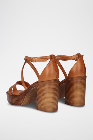 Sandales à talons en cuir - Marron