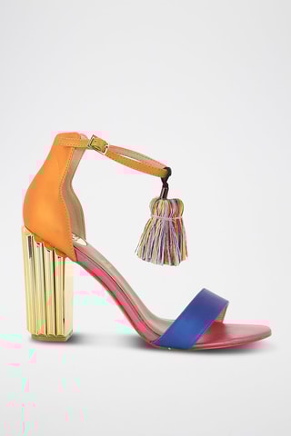 Sandali con tacco - Blu e arancione