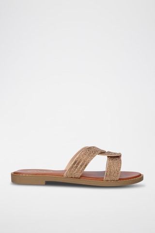 Sandales pailletées - Marron et doré