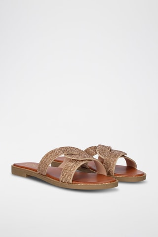 Sandales pailletées - Marron et doré