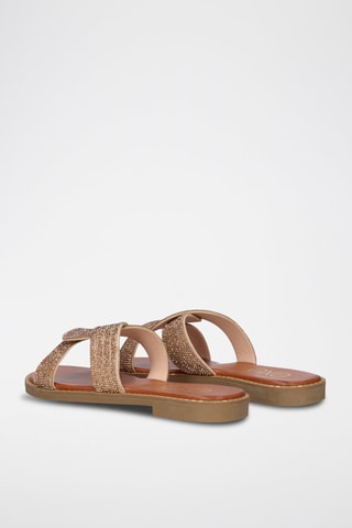 Sandales pailletées - Marron et doré