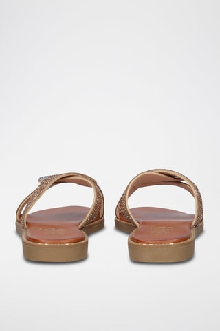 Sandales pailletées - Marron et doré