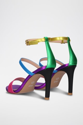 Sandali con tacco - Blu, verde, giallo e rosa