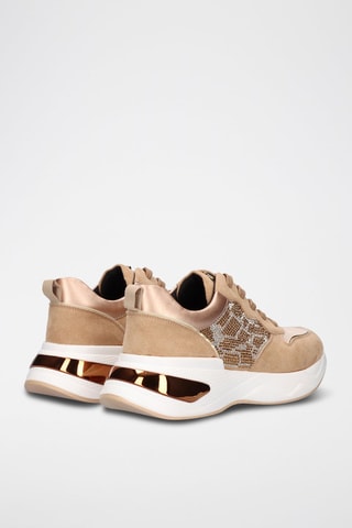 Sneakers con zeppa - Bianco e marrone