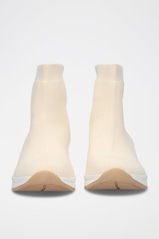 Sneakers a calza con zeppa - Beige