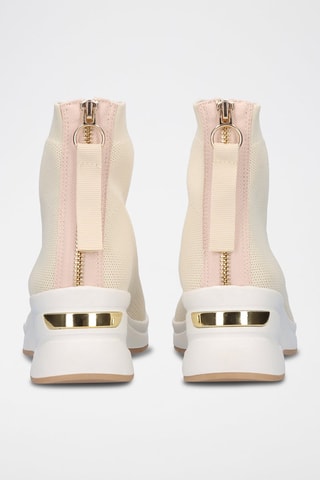 Sneakers a calza con zeppa - Beige