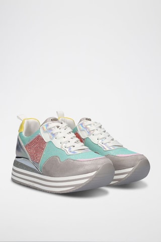 Sneakers platform Blu e argentato - Blu