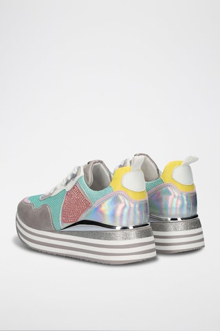 Sneakers platform Blu e argentato - Blu