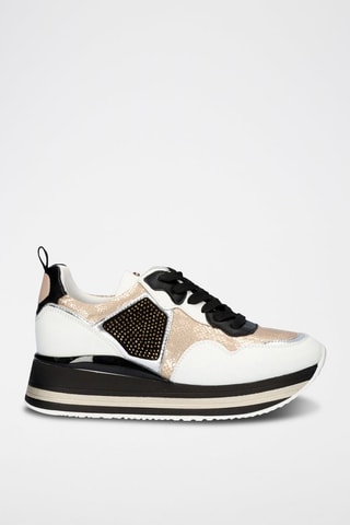 Sneakers platform Blu e argentato - Bianco