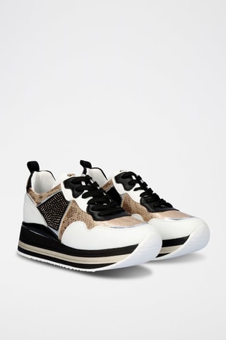 Sneakers platform Blu e argentato - Bianco