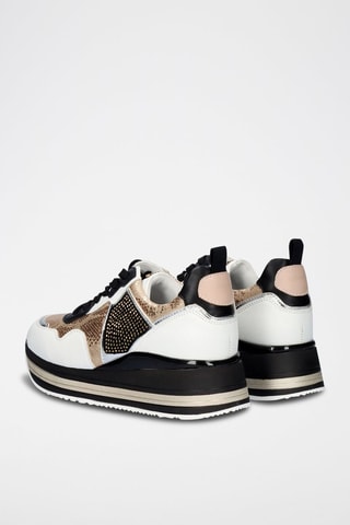 Sneakers platform Blu e argentato - Bianco