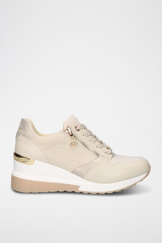 Sneakers con zeppa - Beige