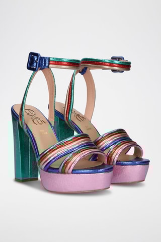 Sandales à talons Ophelia - Vert et rose