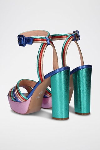 Sandales à talons Ophelia - Vert et rose