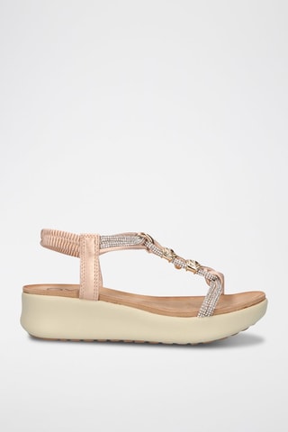 Sandales à talons plateformes - Beige et doré