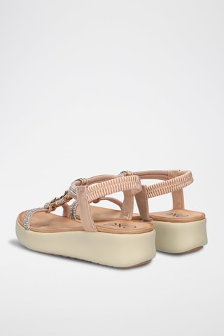 Sandales à talons plateformes - Beige et doré